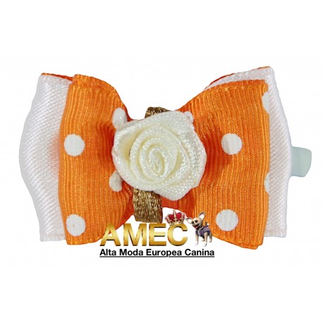 ORANGE POLKA DOT BOW