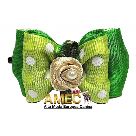 GREEN POLKA DOT BOW