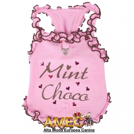 DOG T-SHIRT PINK MINT CHOCO