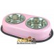 SET OF PINK BOWL DOGS