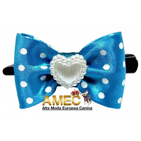 LAZO AZUL CORAZON TEJIDO