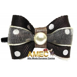 BROWN POLKA DOT BOW