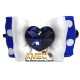 BLUE HEART DOG BOW